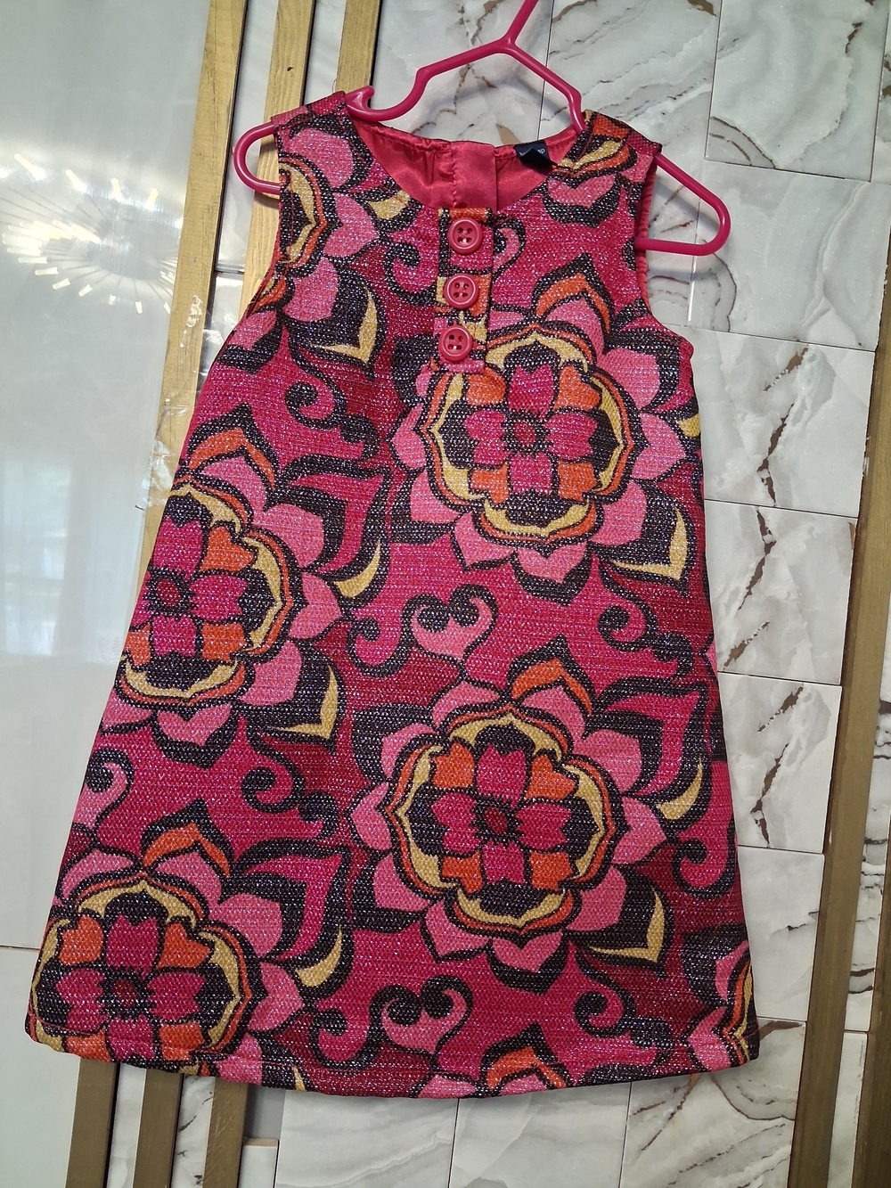 GAP Girls' Pink & Yellow Floral Sleeveless Dress